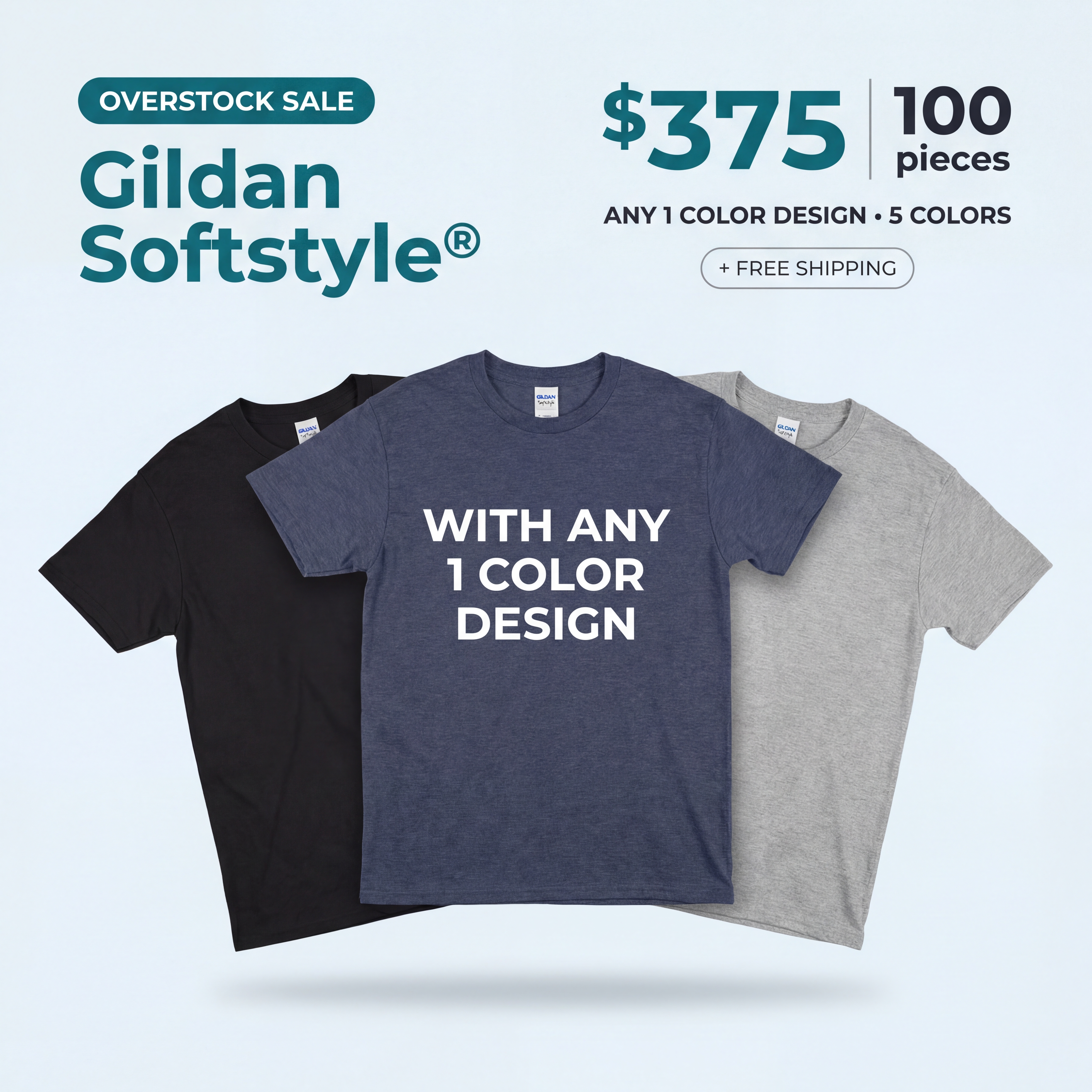 100 Gildan SoftStyle T-Shirts for $375 — Overstock Sale