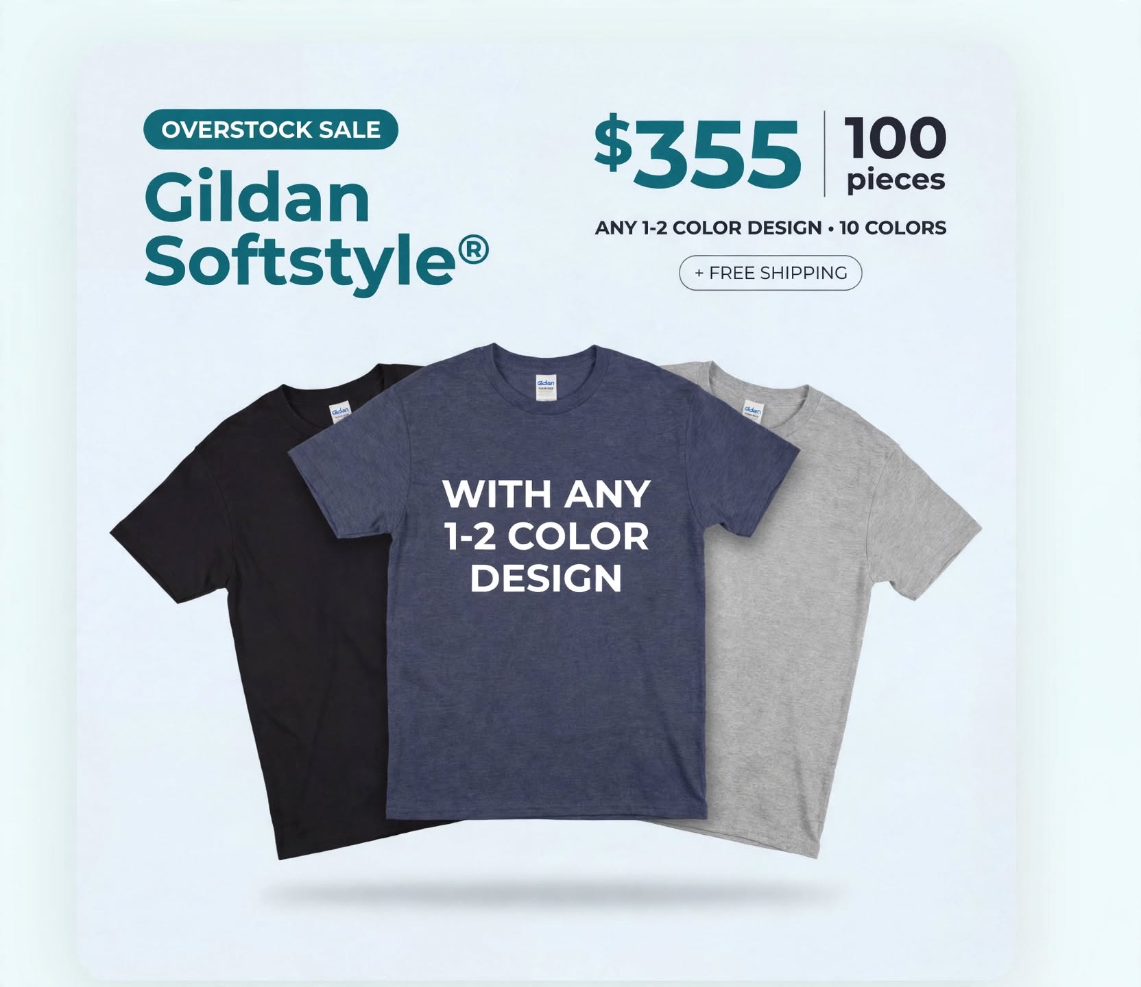 100 Gildan SoftStyle T-Shirts for $355 — Overstock Sale